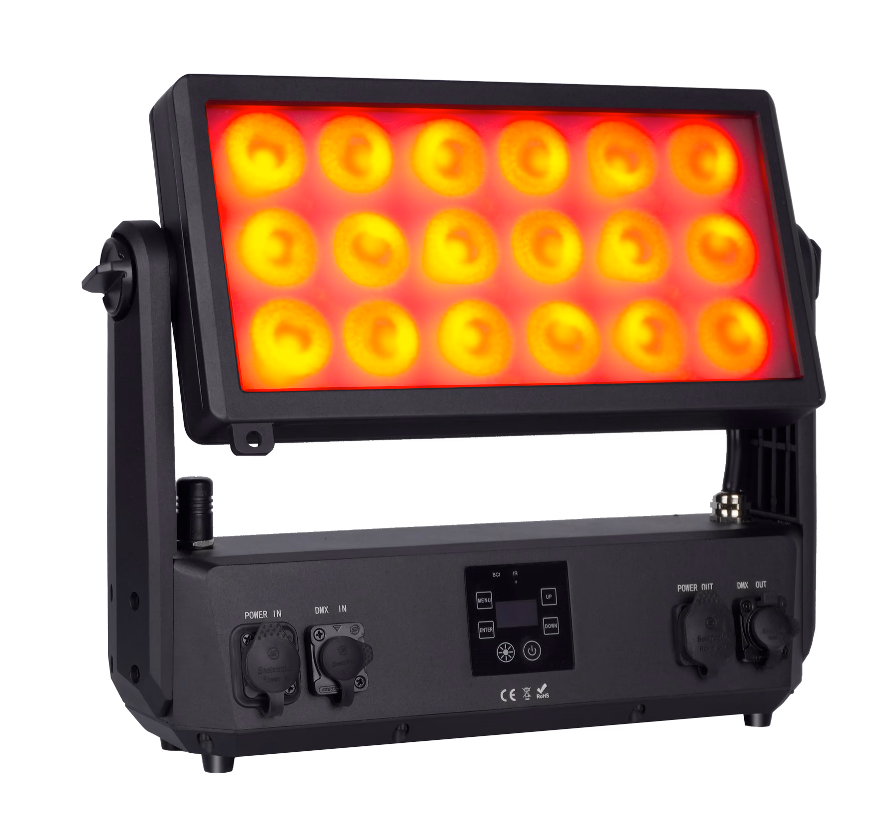 LumiUp Flex PL18 Pro battery LED panel producing amber light