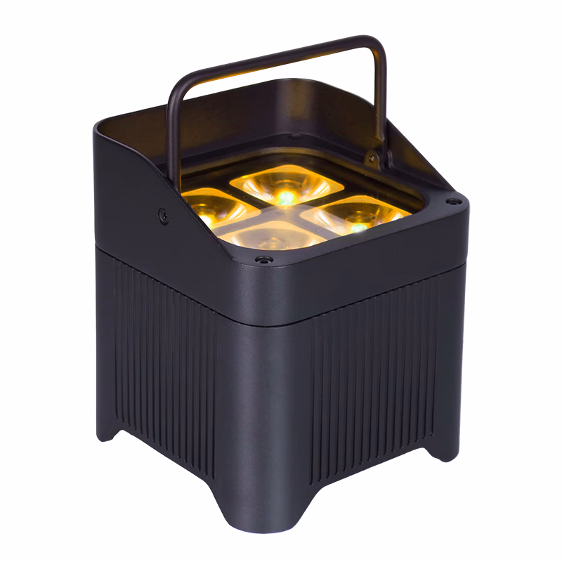 LumiUp Aqua P4X battery PAR with four amber illuminated lenses