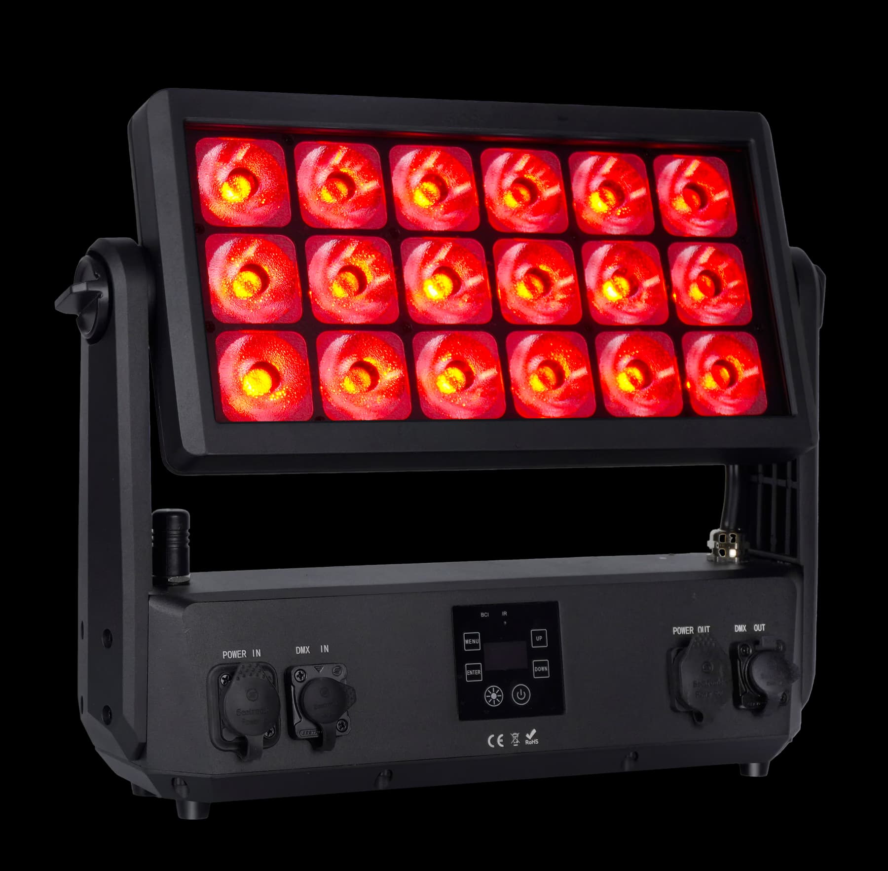 LumiUp Flex PL18 Pro displaying red output for stage production