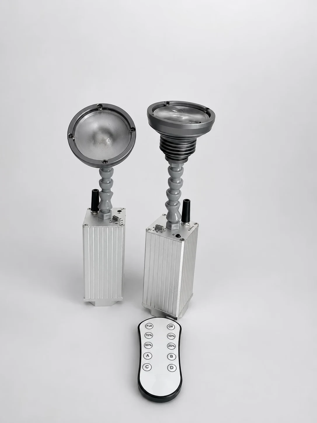 LumiUp Mini S1 fixtures shown with the infrared remote control.