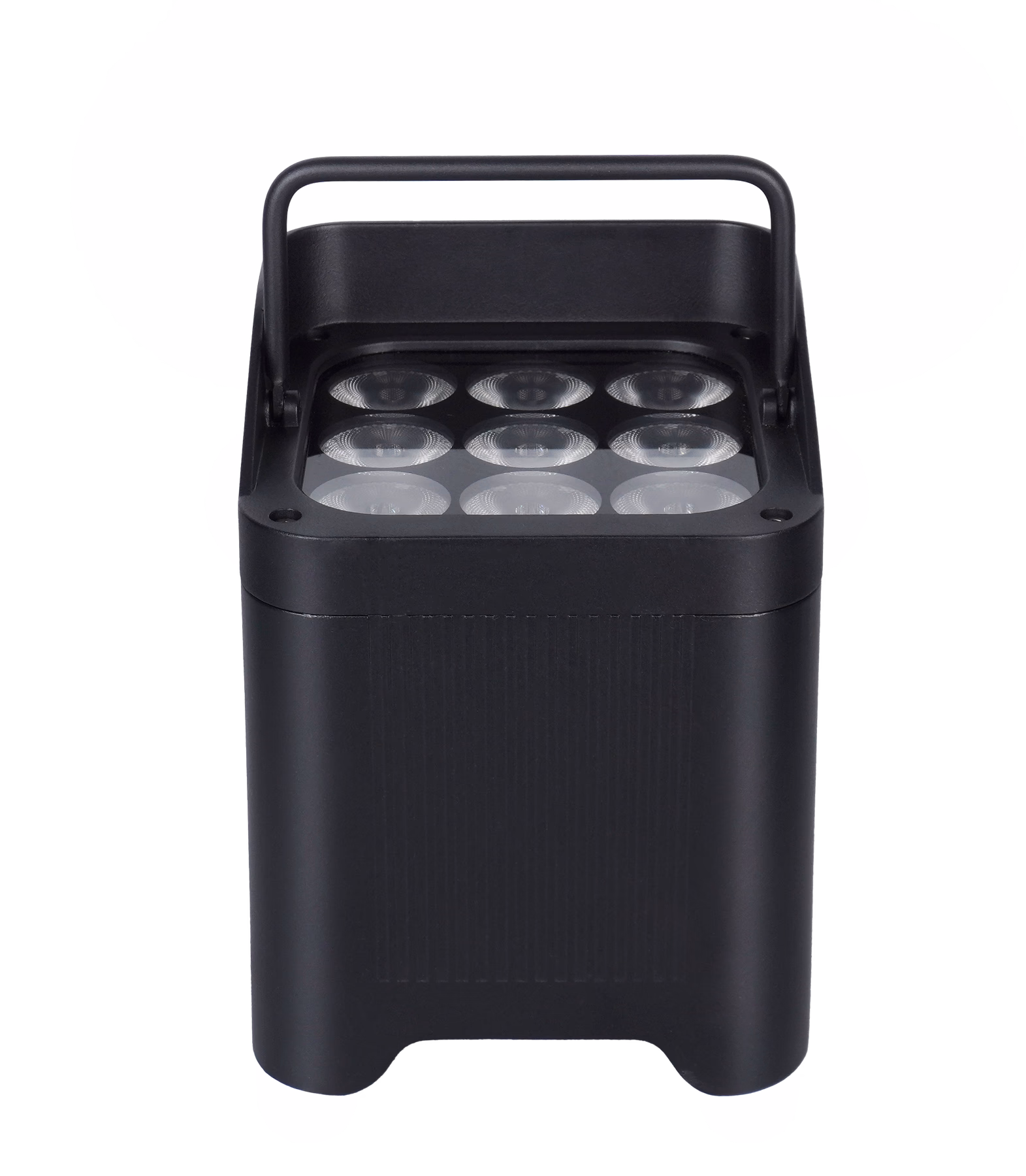 Front view of the LumiUp Aqua P9X with nine unlit RGBWA+UV lenses