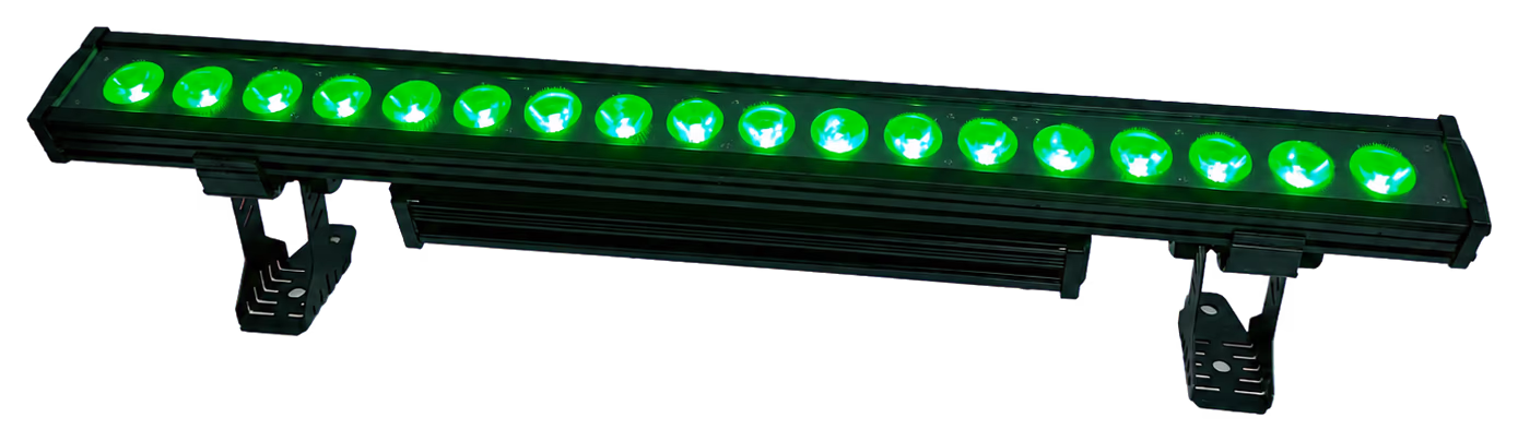 LumiUp Flex W18 Pro battery LED bar light producing green output