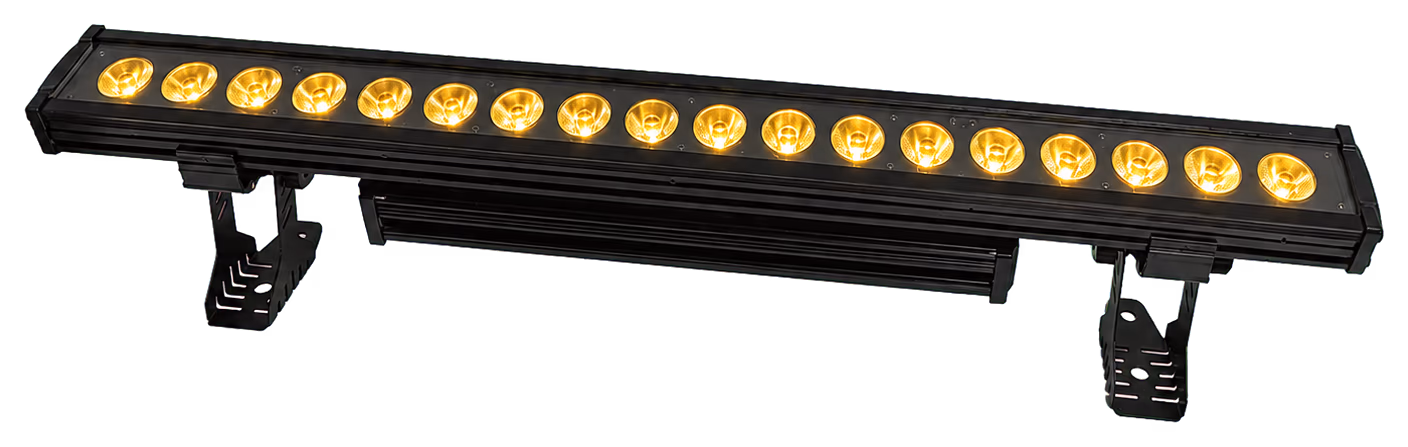 LumiUp Flex W18 Pro battery LED bar light producing golden amber output