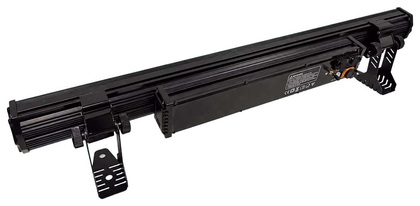 Rear view of the LumiUp Flex W18 Pro battery bar light showing its housing and connections