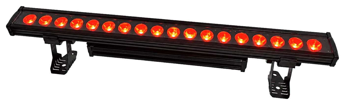 LumiUp Flex W18 Pro producing red output for stage and scenic lighting