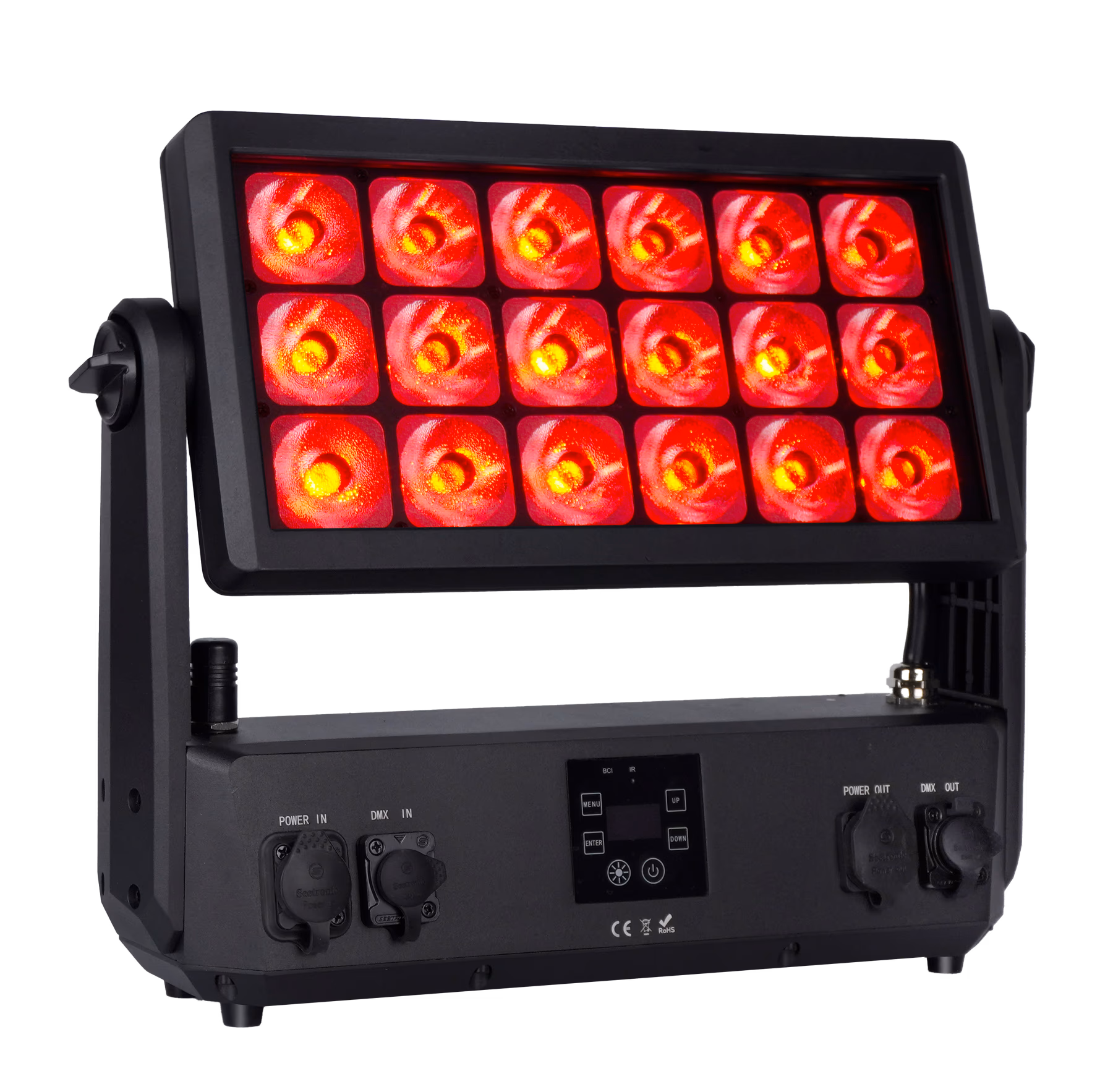 LumiUp Flex PL18 Pro displaying red output for stage production